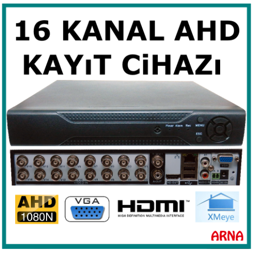 16 Kanal Ahd 1080 2MP Kamera Kayıt Cihazı AR 9016