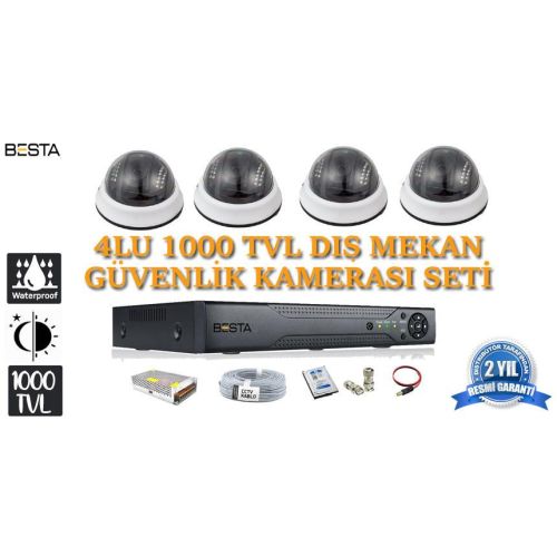 1000tvl 4 iç  Mekan Dome Güvenlik  Kamera Seti hdd Dahil KD-1037