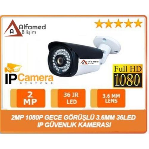 2MP 1080P 3.6MM Gece Görüşlü 36 LED Ip Güvenlik Kamerası