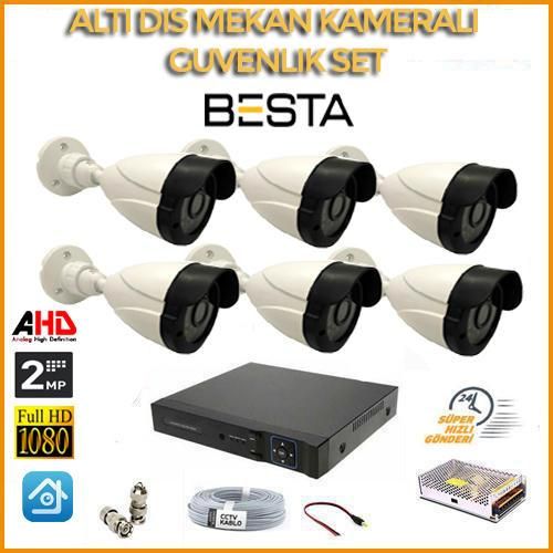 2MP 1080P 6 Dış Mekan  Kameralı Ahd Güvenlik Seti KD-5242