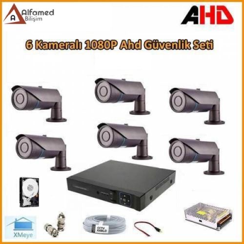 2MP 1080P 6 Kameralı AHD Güvenlik Sistemi (Harddisk Dahil)