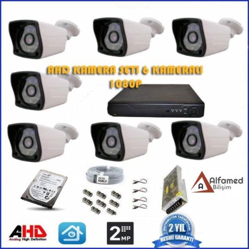 2MP 1080P 7 Kameralı AHD Güvenlik Sistemi (500GB Harddisk Dahil)