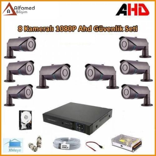 2MP 1080P 8 Kameralı AHD Güvenlik Sistemi (Harddisk Dahil)