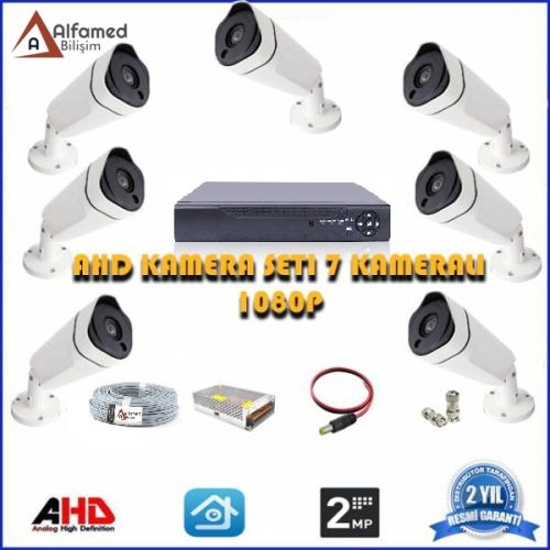 2MP 7 Kameralı AHD Güvenlik Sistemi 1080P Su Geçirmez Gece Görüşlü