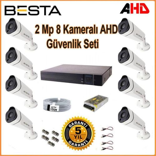 2Mp Ahd 1080P Gece Görüşlü 8 Kameralı Güvenlik Sistemi Besta KD-1818