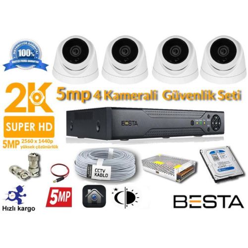 Besta KD-1812 2Mp Ahd 1080P Gece Görüşlü 2 Kameralı Güvenlik Sistemi