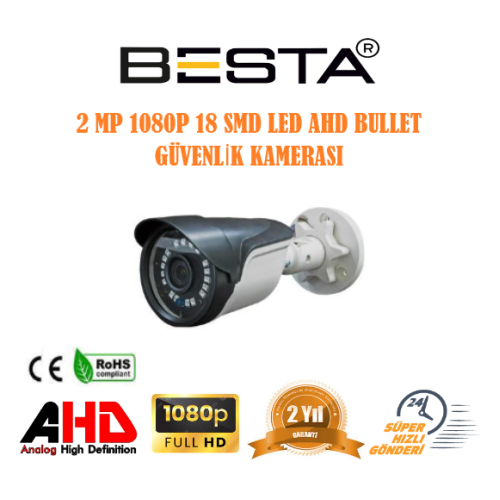 Besta KD-9621 2 MP 1080P  18 SMD Led AHD Bullet Güvenlik Kamerası