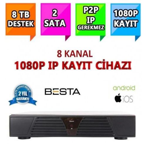 Besta NVR-5108 NVR IP 8 Kanal Kamera Kayıt Cihazı - ESEECLOUD