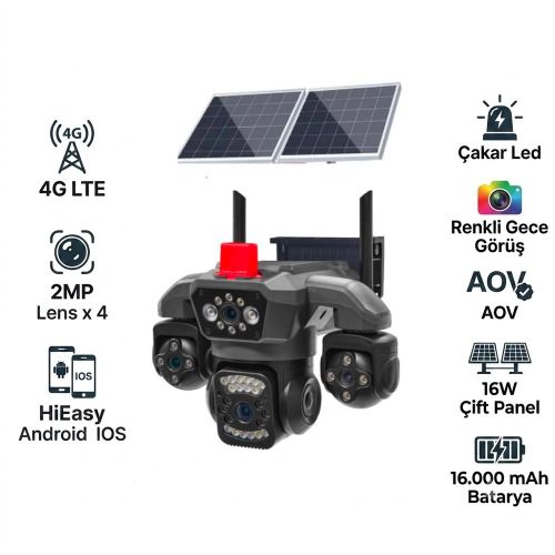 X5Tech 80-GZ 4G SIM Kartlı Çakarlı Solar Güvenlik Kamerası