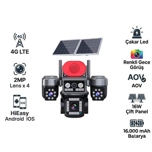 X5Tech 84-GZ 4G SIM Kartlı Sirenli Solar Güvenlik Kamerası