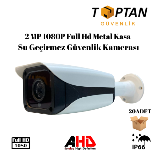 2.0 MP 1080P 4 ARRAY LED METAL KASA AHD KAMERA SU GEÇİRMEZ ARNA-2034 20'Lİ KOLİ