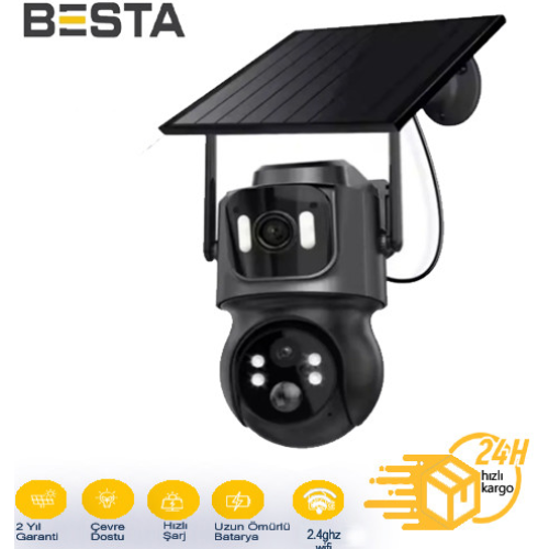 3 MP + 3MP CİFT KAMERALI WİFİ SOLAR KABLOSUZ GÜVENLİK KAMERASI RML-2091