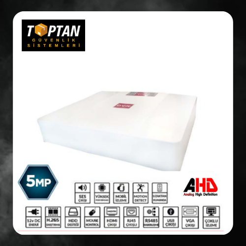 4 KANAL 4 SESLİ 5 MP PLASTİK KASA AHD GÜVENLİK KAYIT CİHAZI FULL HD H265 ARN-304