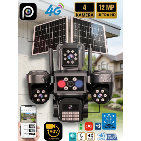 4G ÇİFT SOLAR AOV E-SİM ÖZELLİKLİ 4 KAMERALI KABLOSUZ GÜVENLİK KAMERASI RX-220GS