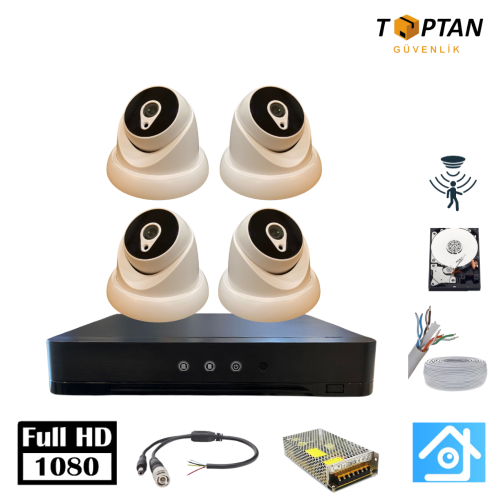 5MP Lens 2MP 1080p Dome 4 Kameralı 320GB Harddisk Dahil Güvenlik Kamerası Seti - ST-24320D