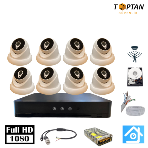 5MP Lens 2MP 1080p Dome 8 Kameralı 1TB Harddisk Dahil Güvenlik Kamerası Seti - ST-281TBD