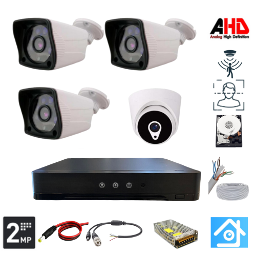 ARNA 1 İÇ 3 DIŞ 3.6 MM LENS 2MP 1080P 4 KAMERALI 250 GB HDD DAHİL GÜVENLİK SETİ - ST213250