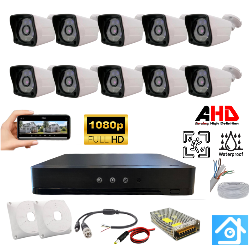 ARNA 10 KAMERALI WATERPROOF 3.6 MM LENS 1080P H.265 AHD GÜVENLİK SETİ - ST210S
