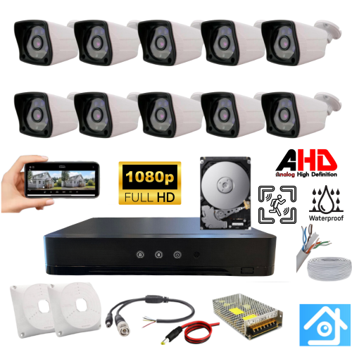 ARNA 10 KAMERALI WATERPROOF 3.6 MM LENS 1080P H.265 1 TB HDD DAHİL AHD GÜVENLİK SETİ - ST2101