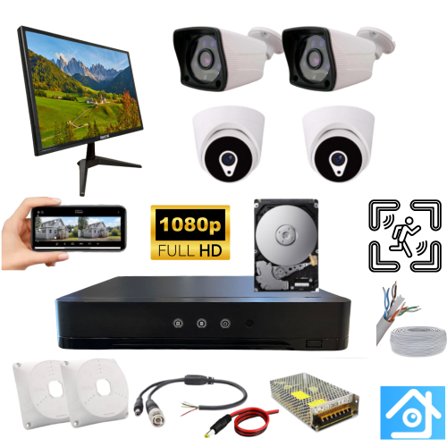 ARNA 2 DIŞ 2 İÇ KAMERALI MONİTÖR VE 320 GB HDD DAHİL AHD GÜVENLİK KAMERASI SETİ-ST42320MT