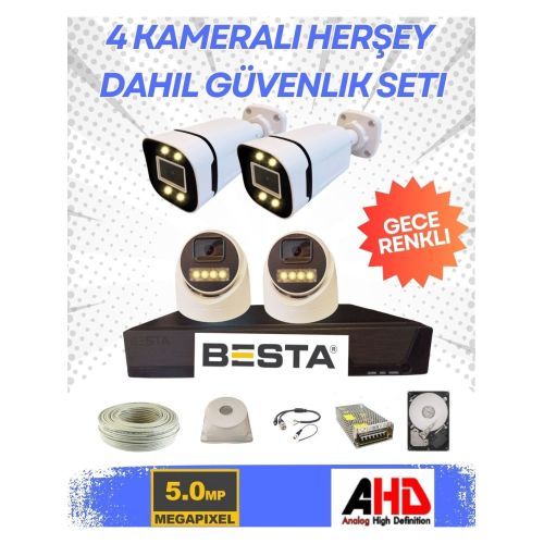 Arna 2 Iç 2 Dış 4 Kameralı Gece Renkli Sesli 5 Mp 320 GB HDD Dahil Ahd Güvenlik Kamera Seti - ST54320SW