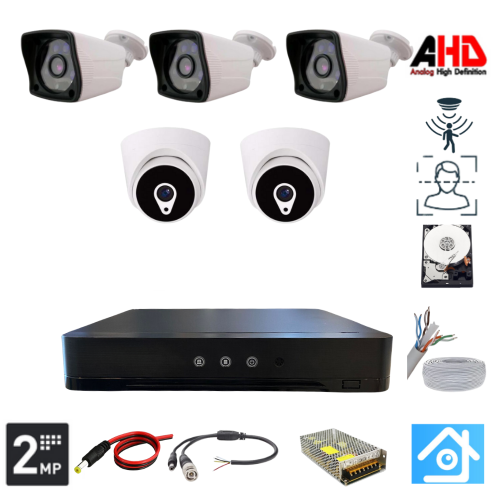ARNA 3 DIŞ 2 İÇ KAMERALI 2 MP 1080P 250 GB HDD DAHİL AHD GÜVENLİK SETİ - ST-232250