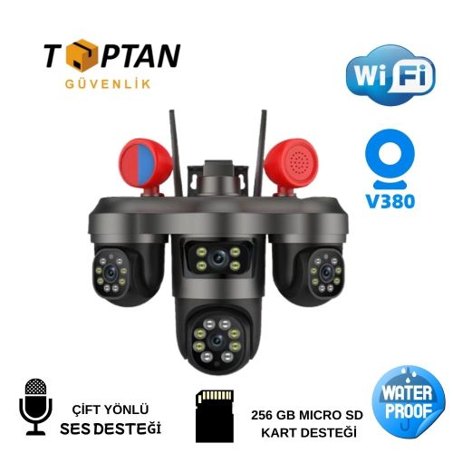 ARNA 3 MP + 3 MP + 3 MP 3 KAMERALI KABLOSUZ WIFI ÖZELLİKLİ PTZ GÜVENLİK KAMERASI 5'Lİ PAKET- ARN-42X5