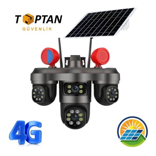 ARNA 3 MP + 3 MP + 3 MP 4G 3 KAMERALI GÜNEŞ ENERJİLİ SOLAR GÜVENLİK KAMERASI 5'Lİ PAKET - ARN-42S5