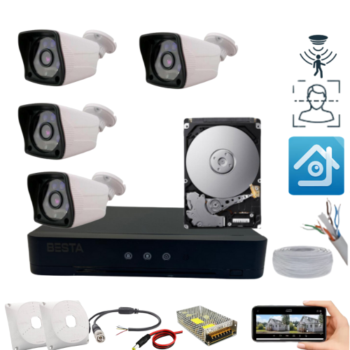 ARNA 4 DIŞ KAMERALI 2 MP HAREKET ALGILAMA H.265 320 GB HDD DAHİL AHD GÜVENLİK SETİ- ST24320M