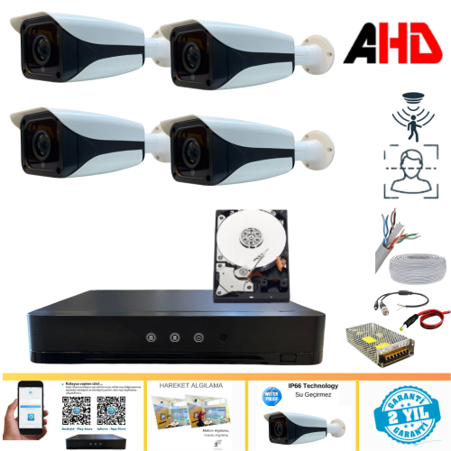 ARNA 4 KAMERALI FULL HD AHD GÜVENLİK SETİ 500 GB HDD DAHİL FULL SET -34500