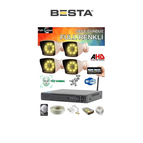 Arna 4 Kameralı Güvenlik Seti 1 Tb Hdd- 5mp Sony Lensli Full Hd Gece Renkli Görüşlü Güvenlik Kamerası Sistemi - Cepten Izle - BS-4R1TB