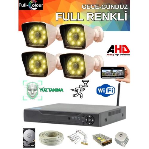 ARNA 4 Kameralı Güvenlik Seti 500 GB HDD- 5MP Sony Lensli Full Hd Gece Renkli Görüşlü Güvenlik Kamerası Sistemi - Cepten Izle