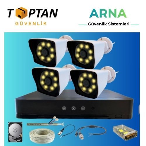 Arna 4 Warm LED Kameralı 1 Tb HDD Dahil Güvenlik Seti - ST124W-1