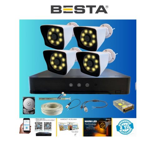 Arna 4 Warm LED Kameralı 1 Tb HDD Dahil Güvenlik Seti - ST124W