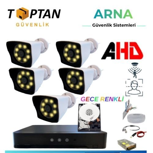 Arna 5 Kameralı 2 Mp 1080 P 3.6 mm Geniş Açılı 320 GB Hard Disk Dahil Ahd Güvenlik Kamera Seti - ST25320-1