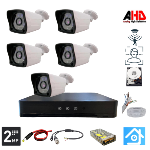 ARNA 5 KAMERALI 2 MP 1080 P 3.6 MM GENİŞ AÇILI 500 GB HARD DİSK DAHİL AHD GÜVENLİK KAMERA SETİ - ST25500