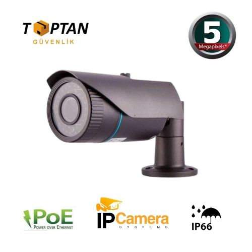 ARNA 5 MP FÜME GRİ 5 MP IP POE BULLET 42 IR LED GÜVENLİK KAMERASI - ARN4815
