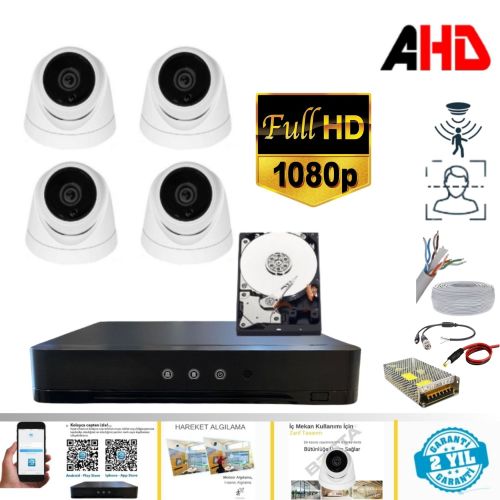 ARNA 5 MP LENS 2MP 1080P FULL HD İÇ MEKAN DOME GÜVENLİK KAMERA SETİ 250 GB HDD DAHİL - ST24250K