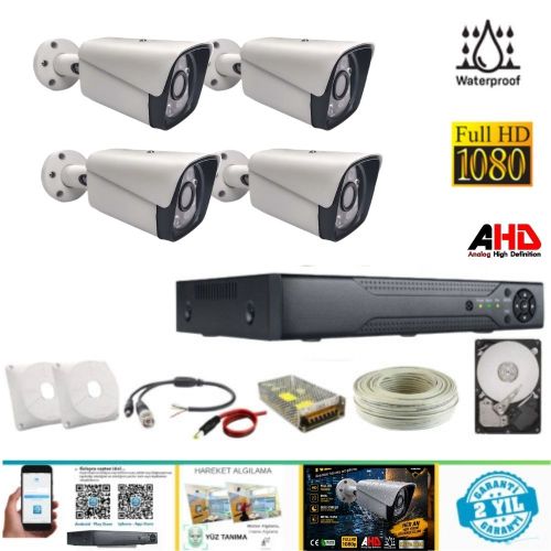ARNA 5 MP SONY LENS 1080 P METAL KASA H.265+ 4 KAMERALI GÜVENLİK SİSTEMİ 320 GB HDD - MS24320