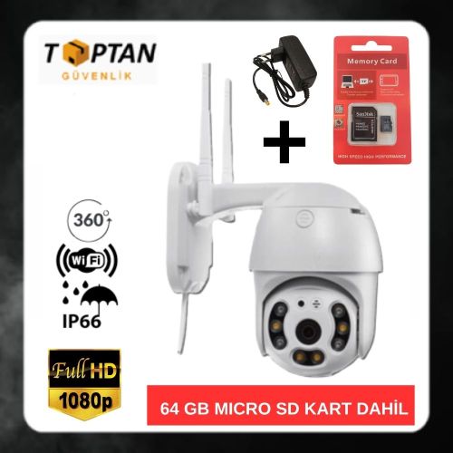 BESTA 2 MP SESLİ WIFI ÖZELLİKLİ PTZ MİNİ SPEED DOME GÜVENLİK KAMERASI 64 GB MICRO SD KART DAHİL BT-170164