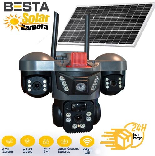 BESTA 3+3+3 MP 3 KAMERALI KABLOSUZ WİFİ SOLAR GÜVENLİK KAMERASI BS-66WS