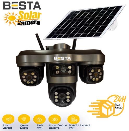BESTA 3+3+3 MP WİFİ SOLAR KABLOSUZ GÜVENLİK KAMERASI BS-2089