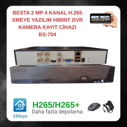 BESTA 4 KANAL 2 MP H.265+ HİBRİT DVR XMEYE KAMERA KAYIT CİHAZI - BS-704