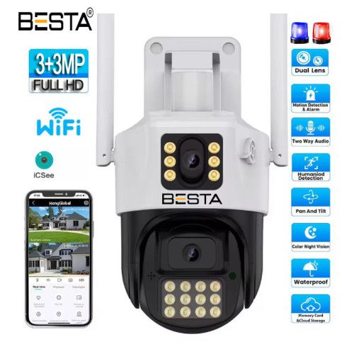 Besta Dış Mekan Çift Kameralı Gece Görüşlü Full Hd Ip Akıllı Güvenlik Kamerası PTZ GÜVENLİK KAMERASI BB-1729