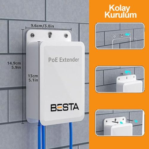 Besta IP66 Su Geçirmez 4 Port Outdoor Mini PoE Extender 3 Çıkış 1 Giriş , IEEE 802.3af/at 4 Kanal PoE Tekrarlayıcı
