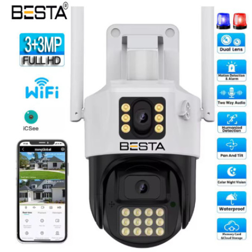 Dış Mekan Çift Kameralı Gece Görüşlü Full Hd Ip Akıllı Güvenlik Kamerası PTZ GÜVENLİK KAMERASI BB-1732