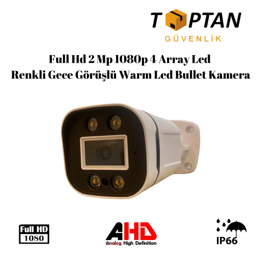 Full Hd 2 Mp 1080p 4 Array Led Renkli Gece Görüşlü Warm Led Bullet Kamera ARNA-2204