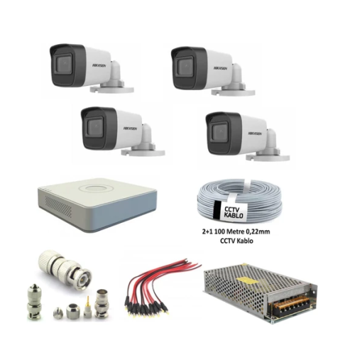 Hıkvısıon 4 Lü 2mp 1080P Bullet Fullhd Güvenlik Kamera Seti - HARDDİSK İSTEMİYORUM