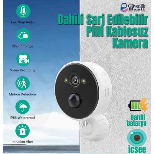 Pilli Kablosuz Kamera 1080P Harekete Duyarlı BS-1616