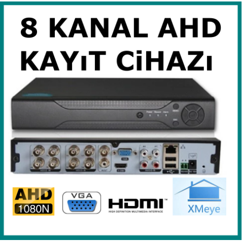 8 Kanal Ahd 1080 2MP Hybrid Kamera Kayıt Cihazı 